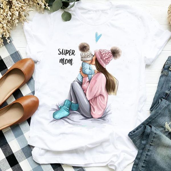 

women shirt 90s lovely time cute cartoon love mama clothes mom mother ladies graphic printed tee tshirt female t shirt, White