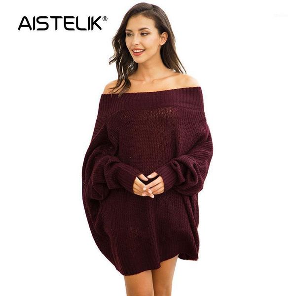 

women's sweaters aistelik 2021 autumn and winter style european american lazy wind loose plus size sweater female off-shoulder sweater1, White;black