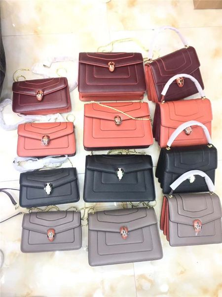 

new matching snakehead chain bar small square head layer cow one shoulder messenger bag leather hand color contrast