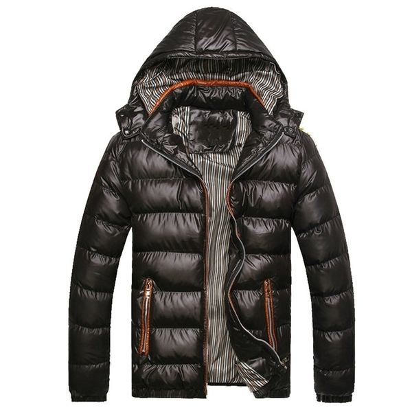 

hooded men's winter jackets casual parkas men coats thick thermal shiny coats slim fit brand clothing 7xl 201027, Black