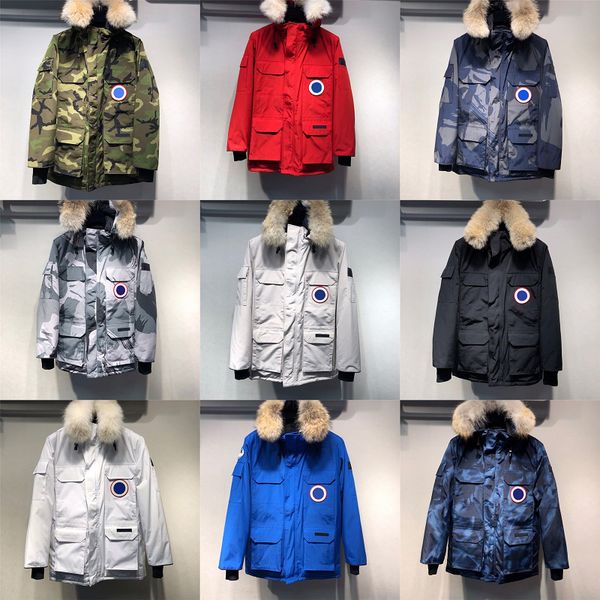 

2020 winter down parka homme jassen chaquetas outerwear big fur hooded fourrure manteau canada down jacket expedition coat hiver doudoune, Blue;black
