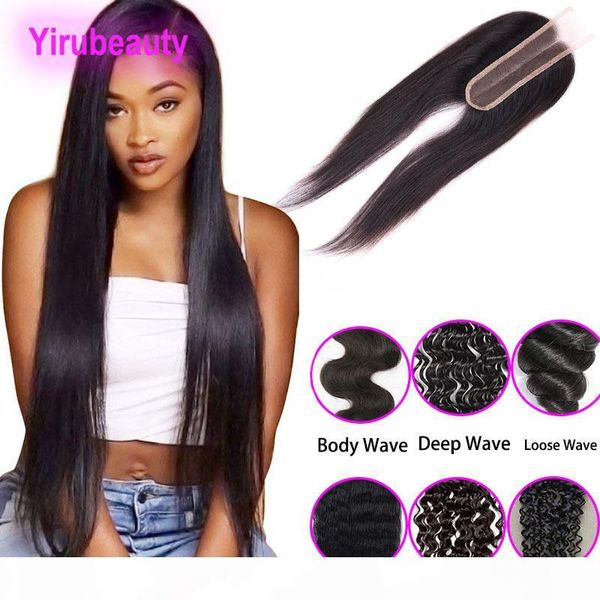 

malaysian virgin hair lace closure 2x6 lace closure middle part kinky curly straight human hair deep wave body wave 8-20inch, Black;brown