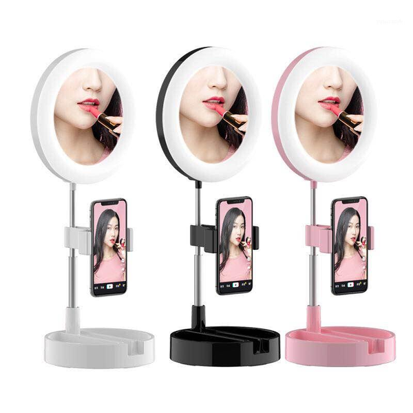 

6'' led ring light tri color fill light for selfie makeup pgraphy video live stream lamp stand mobile phone stand p1