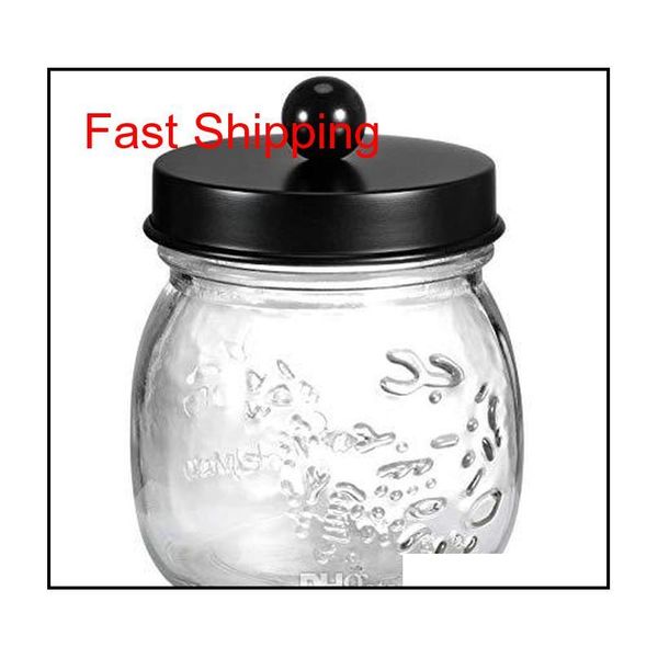 

70mm mason jar antique apothecary lids vanity organizer- silver oil rubbed bronze matte black canister glass qylhjs dh_seller2010