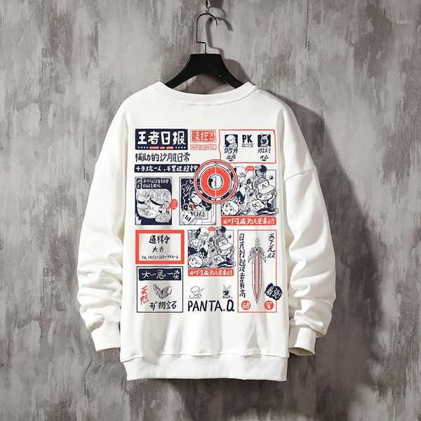 

men's streetwear crewneck sweatshirt men 2020 autumnanime graffiti japan style street harajuku hoodie male funny hoodies1, Black