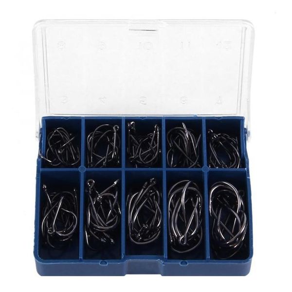 

100-500pcs fishing hook set mix 3#-12# carbon steel carp fishing hooks with hole fishhooks pesca fishing tackle acc sqclyk