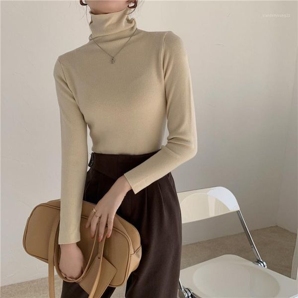 

women's sweaters autumn winter bottoming shirt all-match turtleneck sweater solid color simple stretch, White;black