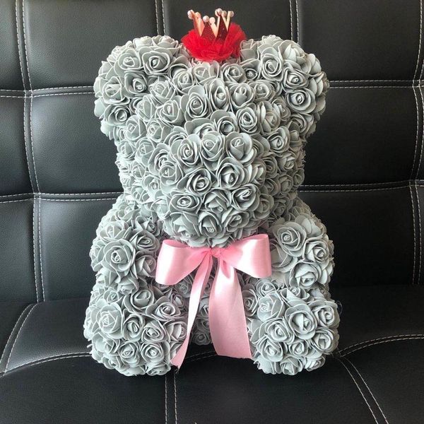 

40cm rose bear with crown. 1022