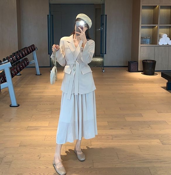 

lmi3y skirt autumn new korean women skirt 2020 skirtfashionable small suit with camisole half-length dress three-piece suit for style eupv2, Gray