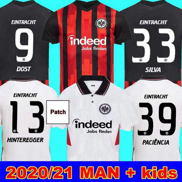 

20 21 eintracht frankfurt soccer jerseys 2020 2021 frankfurt home away silva dost hinteregger paciência abraham man kids soccer jerseys, Black;yellow