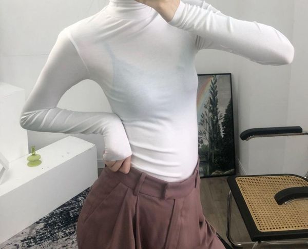 

women's knits & tees women sweaters 2021 autumn comfortable all-match lightweight skin-friendly micro-transparent base sweater, White
