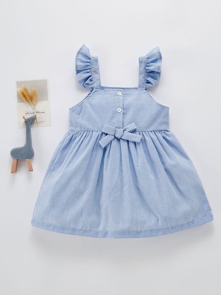 

baby striped ruffle trim bow front cami dress she, Red;yellow