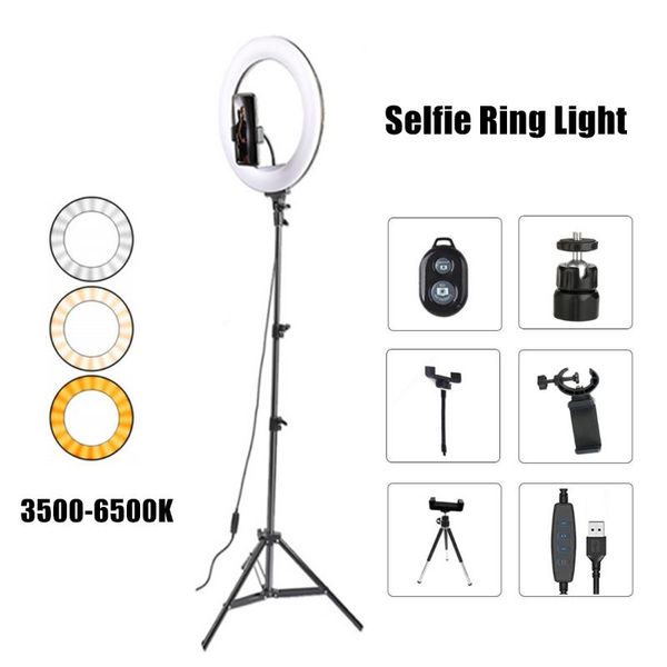 

flash heads 12 inch selfie ring lamp led light with tripod phone holder video pography lighting for youtube makeup live wedding