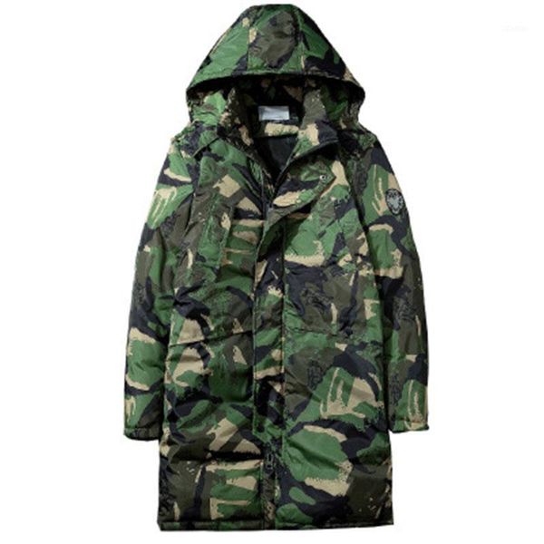 

men's down & parkas 2021 winter coat men's long section thick cotton pad youth trend camouflage gb0071, Black