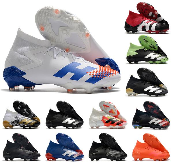 

2021 predator mutator 20.1 high fg human race sky tint pp paul pogba mens boys soccer football shoes 20+x cleats boots us6.5-11