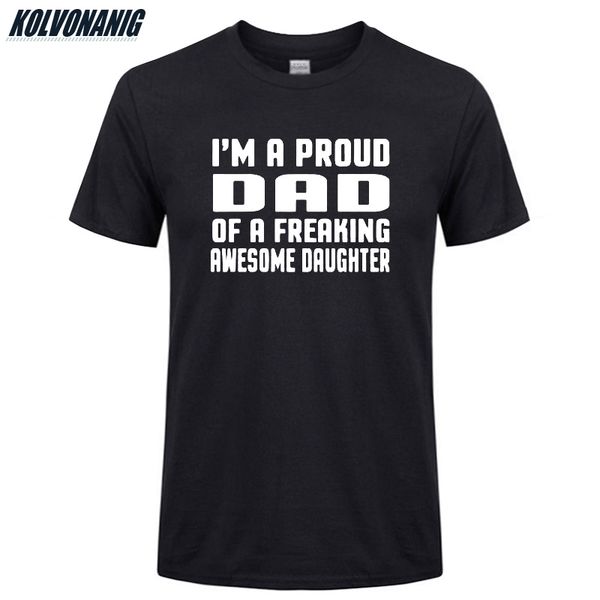 

fathers day gift short sleeve i'm a proud dad of freaking awesome daughter slogan funny print sport hooded sweatshirt hoodie men t shir