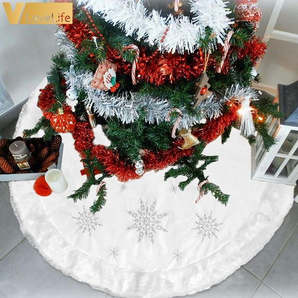 

christmas tree skirt with faux fur border round white xmas decorations home decoration new year decor little trees skirt party