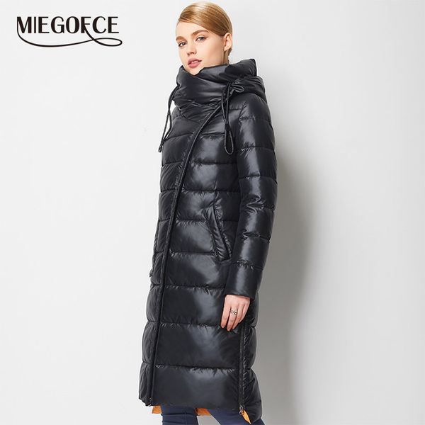 

miegofce 2021 fashionable coat jaet womens hooded warm parkas bio fluff parka coat hight quality female new winter collection, Black