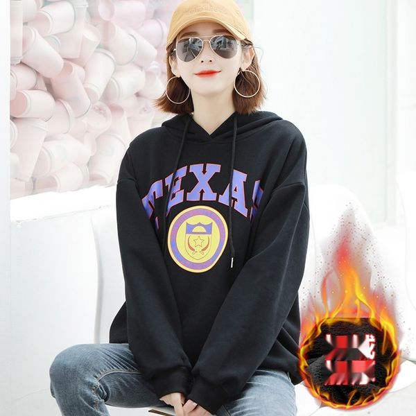 

рыхлый корейской версии black женский свитер sweaterplush утолщенной осень зима 2020 новый длинный рукав женщин ленивый стиль с капюшоном св