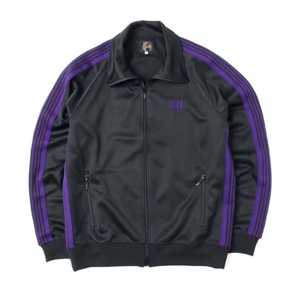 

awge needles jacket men women fashion butterfly embroidery striped needles awge jackets coat, Black;brown