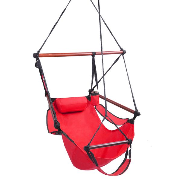 

well-equipped s-shaped hook high strength assembled hanging seat cacolet red