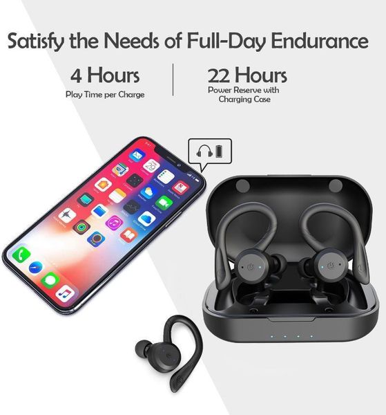 

wireless earbuds headphones bluetooth headphones in ear ipx7 waterproof play time with charging case for running1
