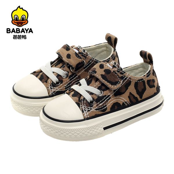 

babaya girl 2020 autumn low-cut leopard pattern fashion wild children girls baby casual canvas shoes 1-3 years old, Black;red