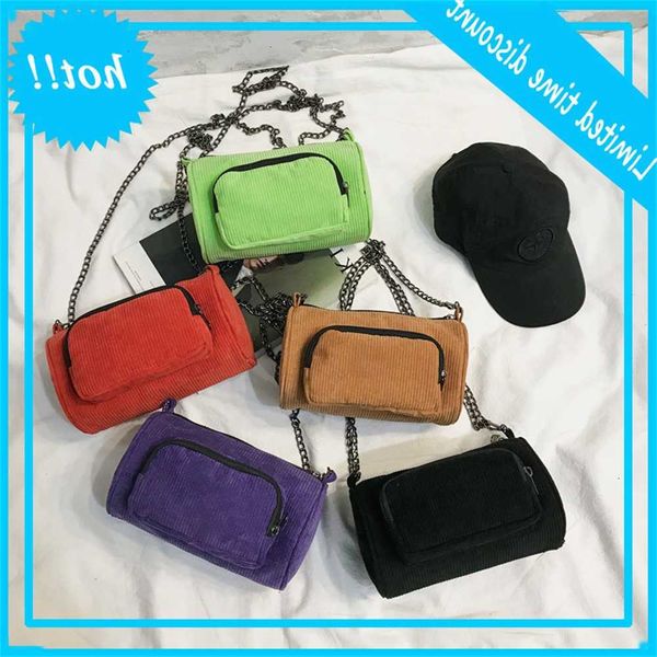 

2020 spring new cloth korean trend corduroy messenger fashionable versatile bucket bag