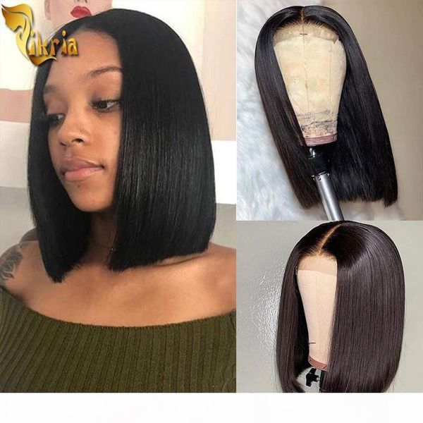 

popular short bob wigs brazilian virgin hair straight lace front human hair wigs full lace wig for black women swiss lace 130%~150%density, Black;brown