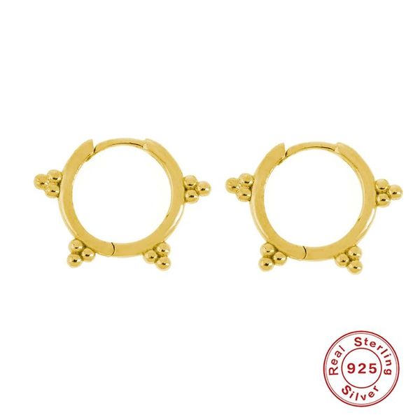 

hoop & huggie aide classic small round beads gold earrings punk simple circle earring women jewelry 925 sterling silver ear clip, Golden;silver
