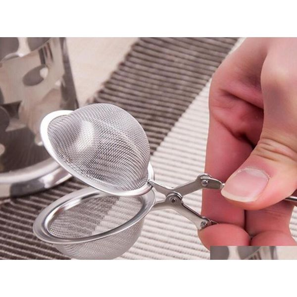 

wholesale loose spring stainless steel spoon tea mesh ball infuser filter teaspoon squeeze strainer wedding favor g jllsil bdefight