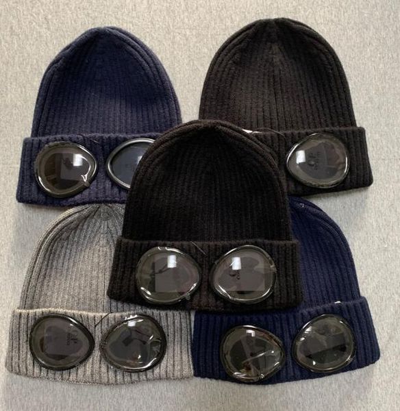 

winter hat two glasses goggles beanies men autumn knitted skull caps outdoor sports hats women uniebeanies high quality, Blue;gray