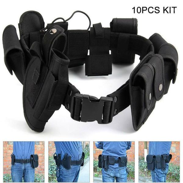 

waist support 1 set multi-functional belt tactical bags 1680d outdoor hunting training cs security guard duty nylon adjustable1, Black;gray