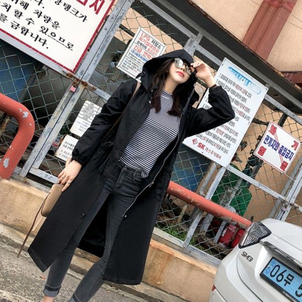 

hooded harajuku spring autumn long sleevedtrench coats female plus size loose vintage medium long windbreaker casacas new 201031, Tan;black