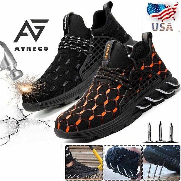 

atrego breathable men's safety steel toe cap casual boots indestructible shoes puncture-proof work sneakers y200915, Black;brown