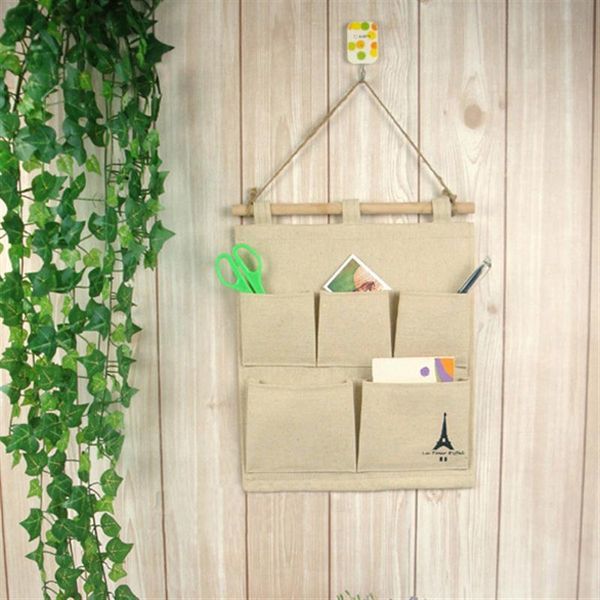 

5 pockets bedroom wall organizer novelty ounona decoration home door hanging gadget linen pouch soft bag storage bbytzu lipper
