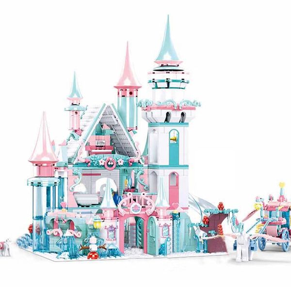 

qwz 1314pcs snow world series magical ice castle set girls building blocks bricks toys girl friend for christmas gifts