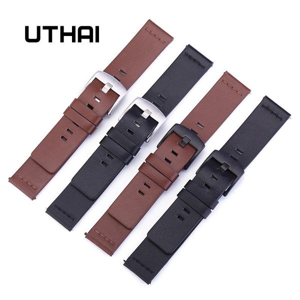 

uthai z18 натуральная кожаная кожаная батарея 22 мм для samsung gear s3 classic frontier gear 2 neo live band 20 мм для moto360 ii wmtuas, Black;brown
