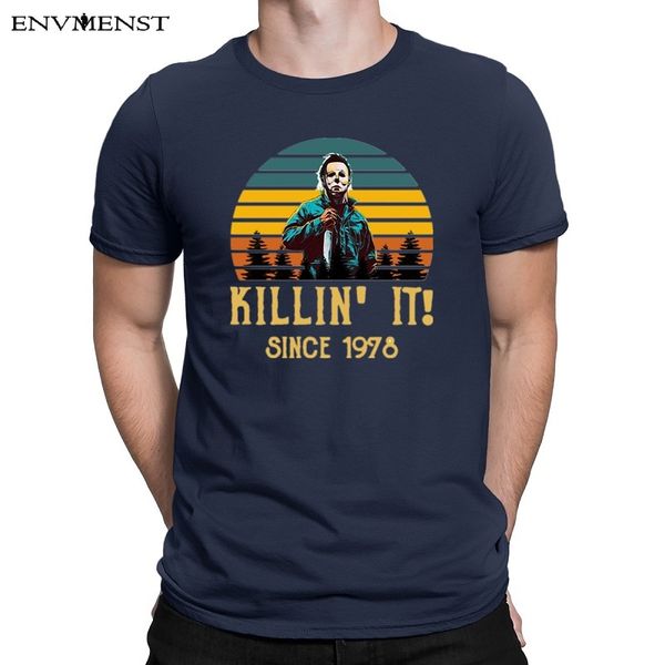 

envmenst halloween michael myers killin' it since 1978 horror movie men's short sleeve xs 3xl sport hooded sweatshirt hoodie men t