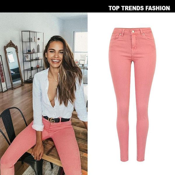 

new women s wear high waist elastic assout special dyed macaron lotus root popular new color pocket jeans street set1, Blue