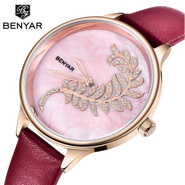 

benyar luxury fashion women watches waterproof casual quartz ladys watch for woman dress ladies wristwatches relogio feminino, Slivery;brown