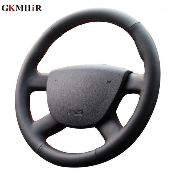 

black artificial leather car steering wheel cover for focus 2 2005-2020 special hand-stitched steering covers1