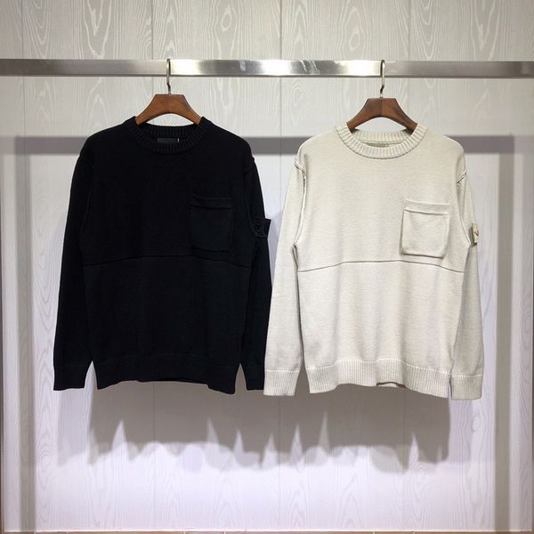

version ghost collection compass logo patched women men sweater pullover men casual fashion sweaters stone, White;black