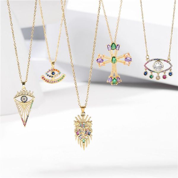 

pendant necklaces buy fashion gold chain necklace for women men luxury evil eye cross lion lobster crystal cz jewelry gift, Silver