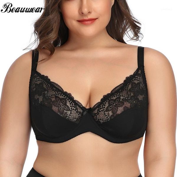 

beauwear brand new unlined bra push up women's underwear lace lingerie push up plus size bras big cup d dd e ddd f 90-1151, Red;black