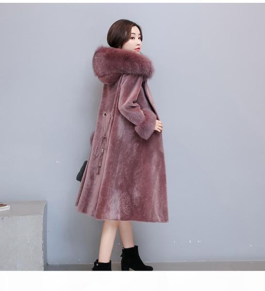 

women's coat winter new big size women's dress fur outerwear pink out coat, Black