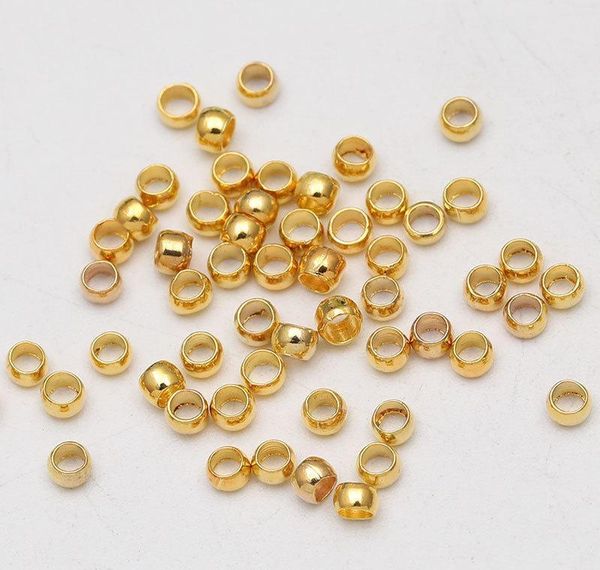 

500pcs dia 2mm-4mm copper crimp ball end beads metal gold /silver big hole ser spacer beads for jewelr jllkmr trustbde