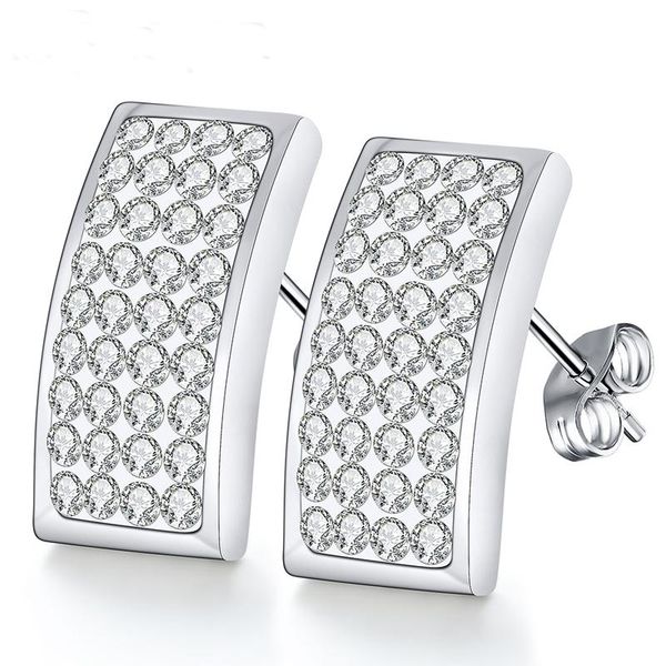 

stud fashion crystal earrings for women wholesale stainless steel jewelry accessories earring with bling crystals, Golden;silver
