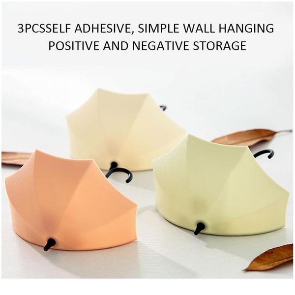 

3pcs umbrella shaped key clothes hanger rack home decorative holder wall hooks for kitchen bathroom accessories bbywil