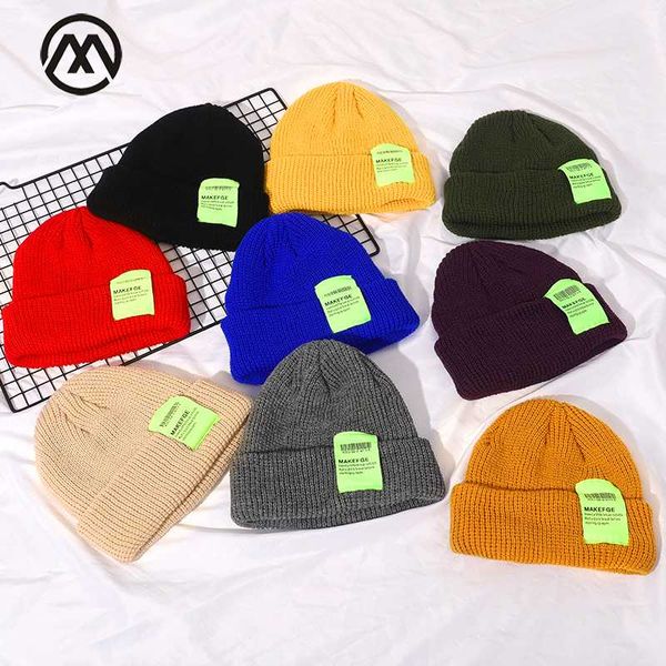 

beanie/skull caps winter hat for men/women knit hats woman beanie outdoor warm letter label cotton candy color innocent cap 2021 skullcap, Blue;gray